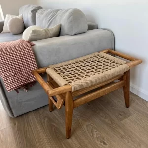 Multifunctional Bench with Tray out of solid ash wood - Beige